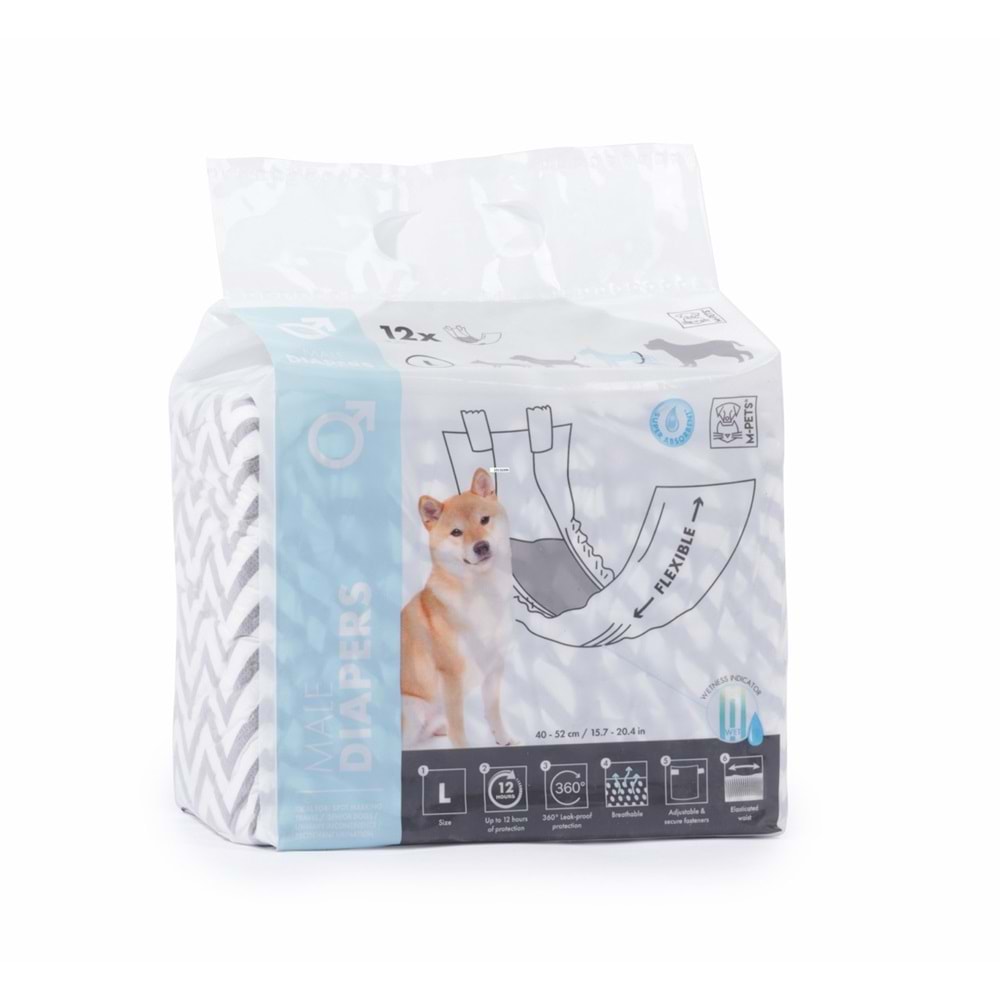 10116399 M-PETS DIAPERS ERKEK KÖPEKLER İÇİN KÜLOT (L) 12Lİ