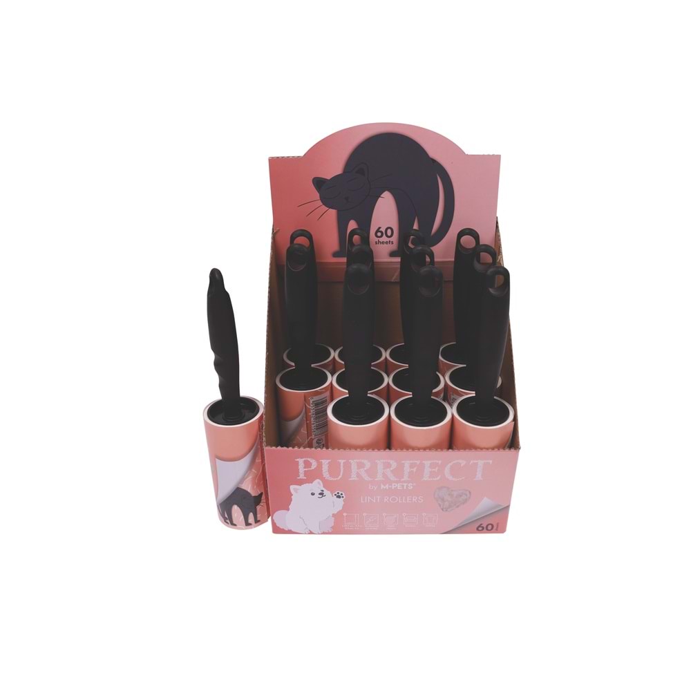 10128399 M-PETS PURRFECT TÜY TOPLAMA RULOSU 12X60 YAPRAK PİNK DISPLAY