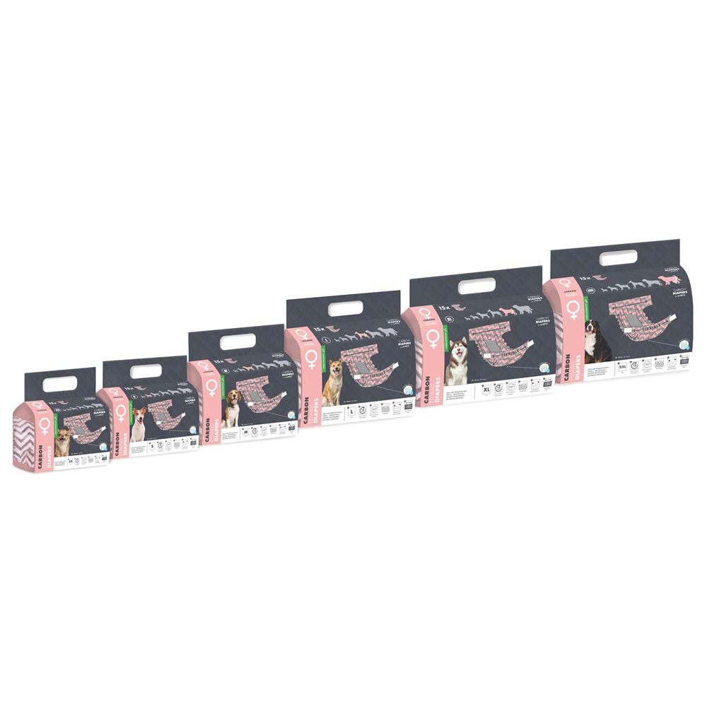 10173799 M-PETS CARBONLU DIAPERS DİŞİ KÖPEKLER İÇİN KÜLOT (XL) 15Lİ