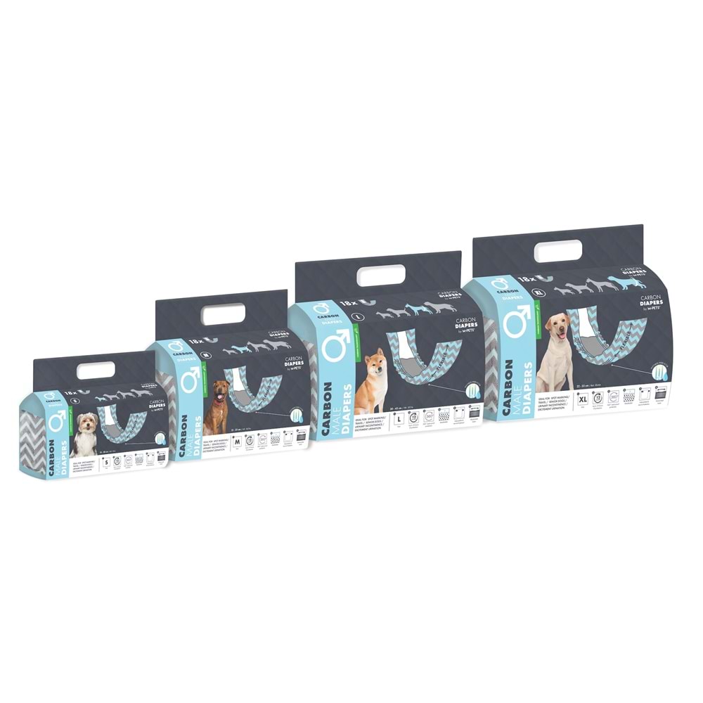 10174199 M-PETS CARBONLU DIAPERS ERKEK KÖPEKLER İÇİN KÜLOT (L) 18Lİ