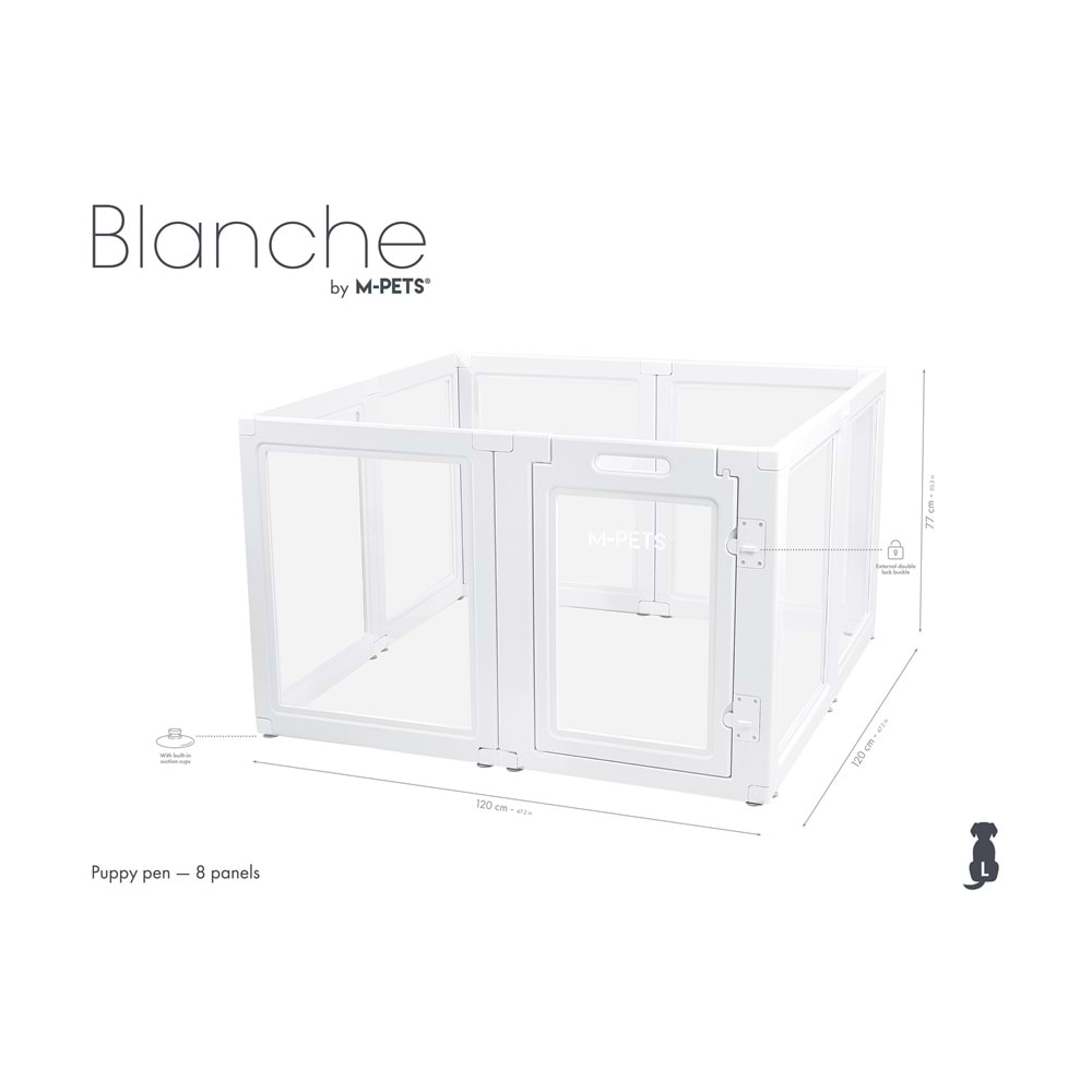 10443001 M-PETS BLANCHE OYUN ÇİTİ 8 PANEL (L) WHİTE