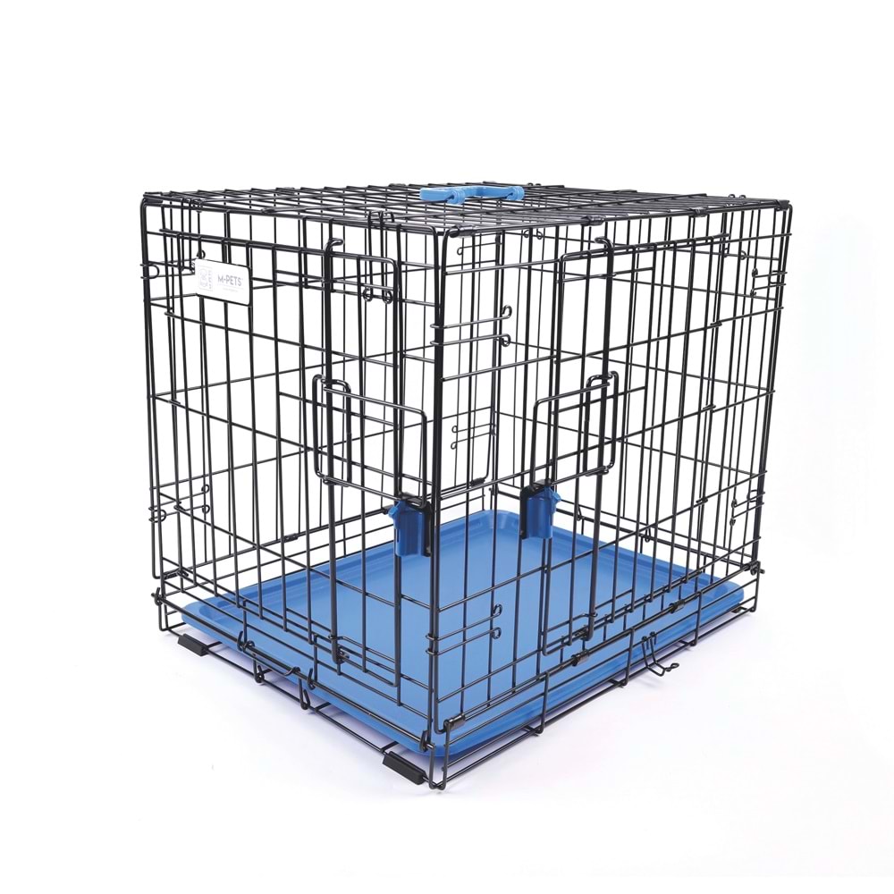 10450617 M-PETS VOYAGER KÖPEK KAFESİ 2 KAPILI (M) MAVİ 76X48X53CM