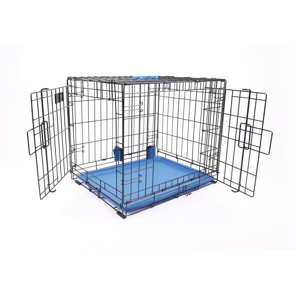 10450717 M-PETS VOYAGER KÖPEK KAFESİ 2 KAPILI (L) MAVİ 91X58X63CM