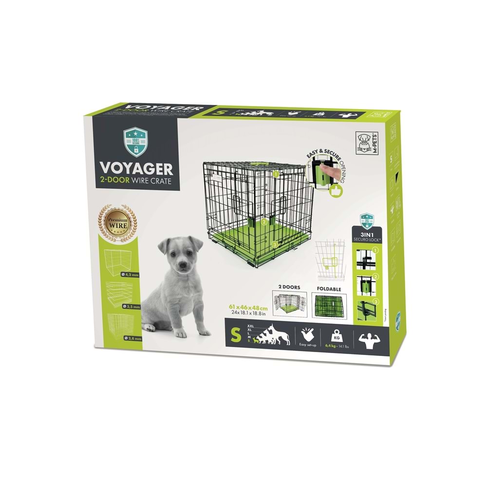 10451103 M-PETS VOYAGER KÖPEK KAFESİ 2 KAPILI (S) YEŞİL 61X46X48CM