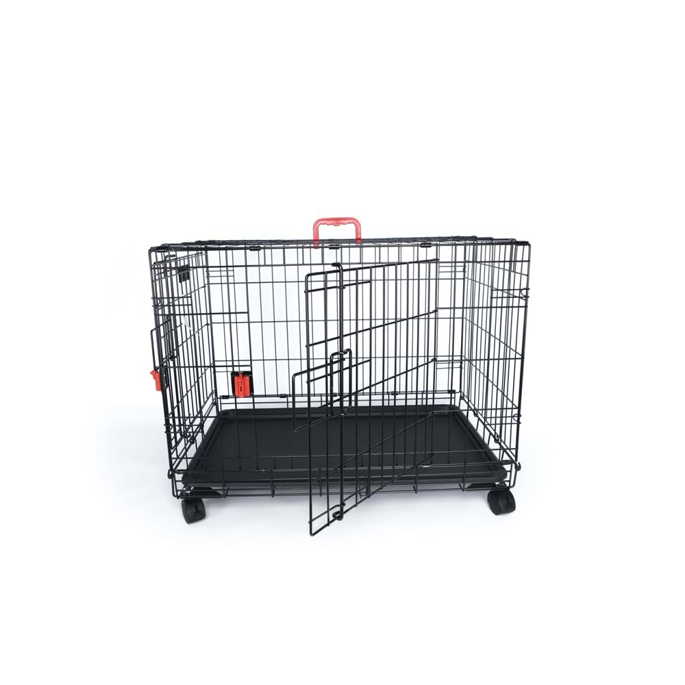 10451908 M-PETS VOYAGER TEKERLEKLİ KÖPEK KAFESİ 2 KAPILI (XL) SİYAH 106X71X76CM