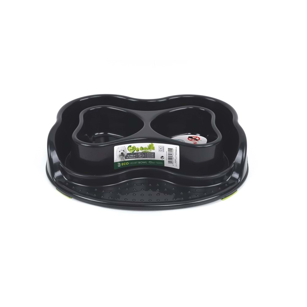 10505599 M-PETS ECO HEART PLASTİK MAMA KABI 2X500ML KARINCA ENGELLEYİCİ