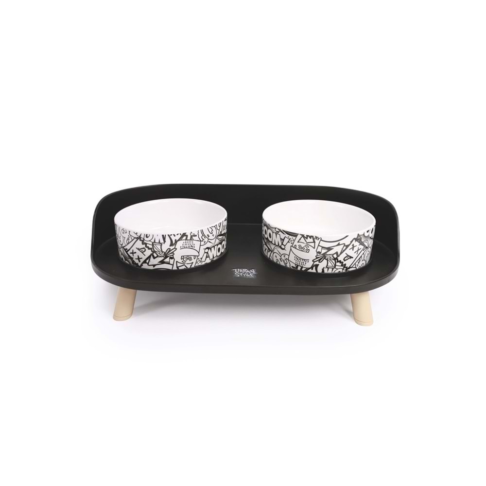 10554199 M-PETS ALTITUDE URBAN STYLE 2Lİ MAMA KABI STANDI BLACK&WHİTE