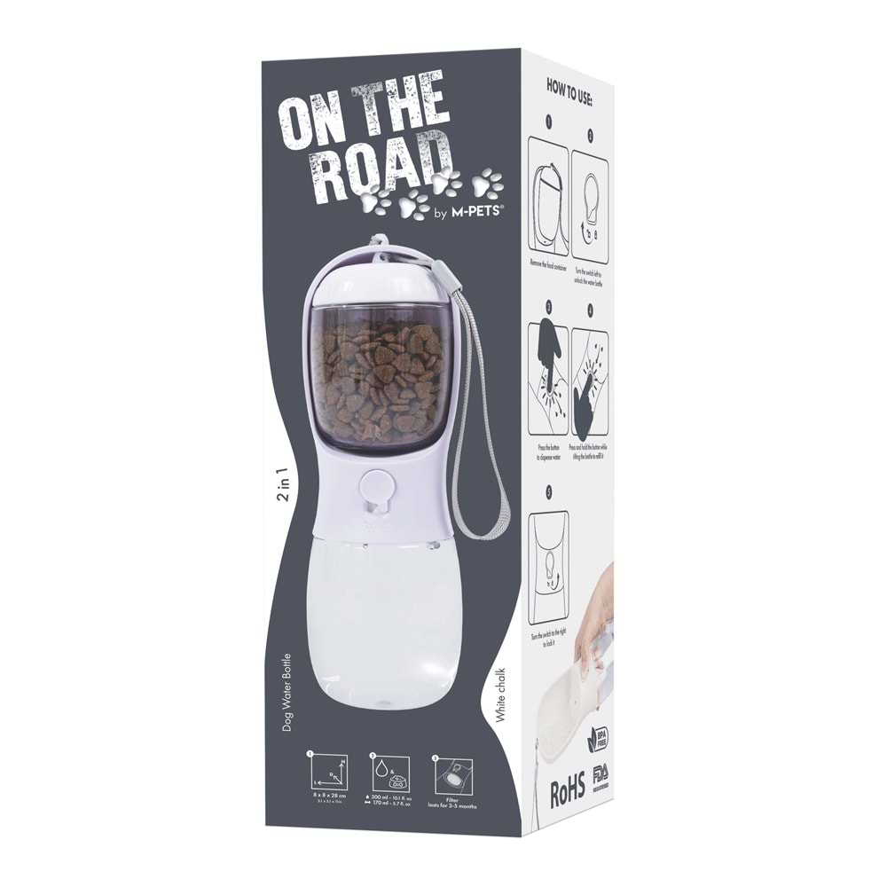 10555099 M-PETS ON THE ROAD 2İN1 KÖPEK SEYAHAT SULUĞU 300ML WHİTE