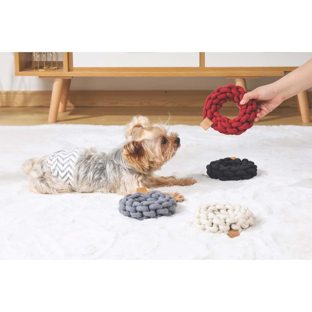 10648108 M-PETS COTO BLACK RING 13CM ÖRGÜ HALKA OYUNCAK