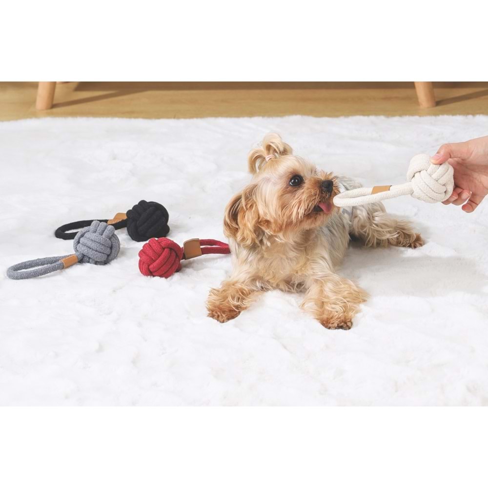 10651813 M-PETS COTO GREY LOOP BALL 6,5CM ÇEKMELİ ÖRGÜ TOP OYUNCAK