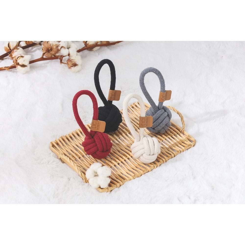10651813 M-PETS COTO GREY LOOP BALL 6,5CM ÇEKMELİ ÖRGÜ TOP OYUNCAK