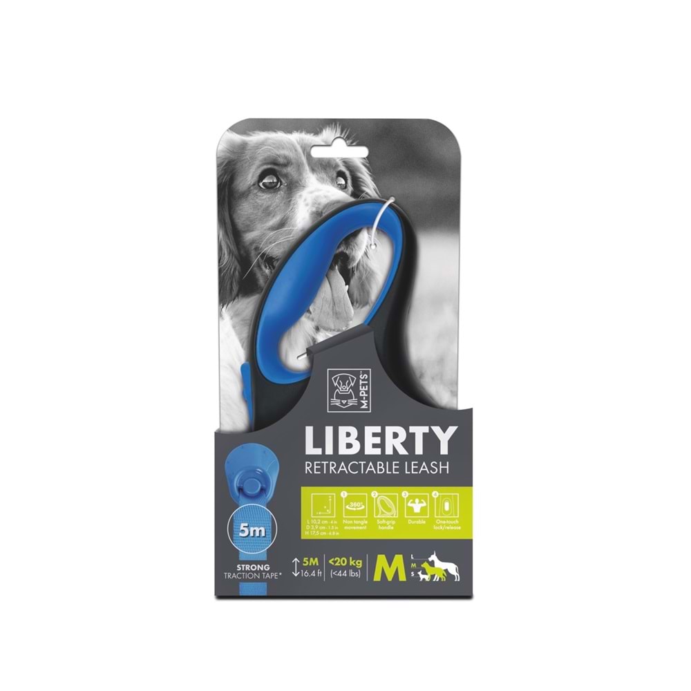10824199 M-PETS LIBERTY OTOMATİK GEZDİRME ŞERİT 5MT/BLUE (M)
