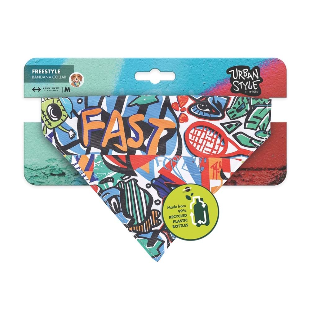 10839799 M-PETS URBAN STYLE FREESTYLE BANDANA COLLAR (M)