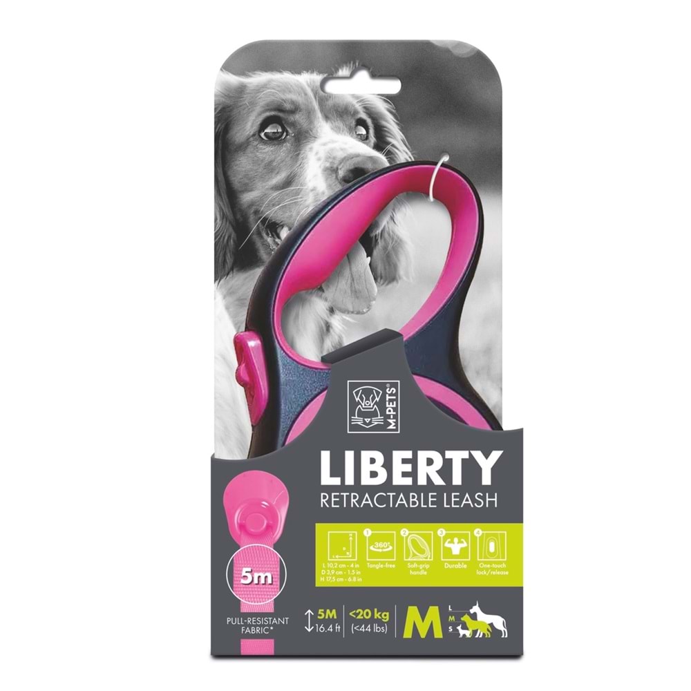 10842699 M-PETS LIBERTY OTOMATİK GEZDİRME ŞERİT 5MT/PINK (M)