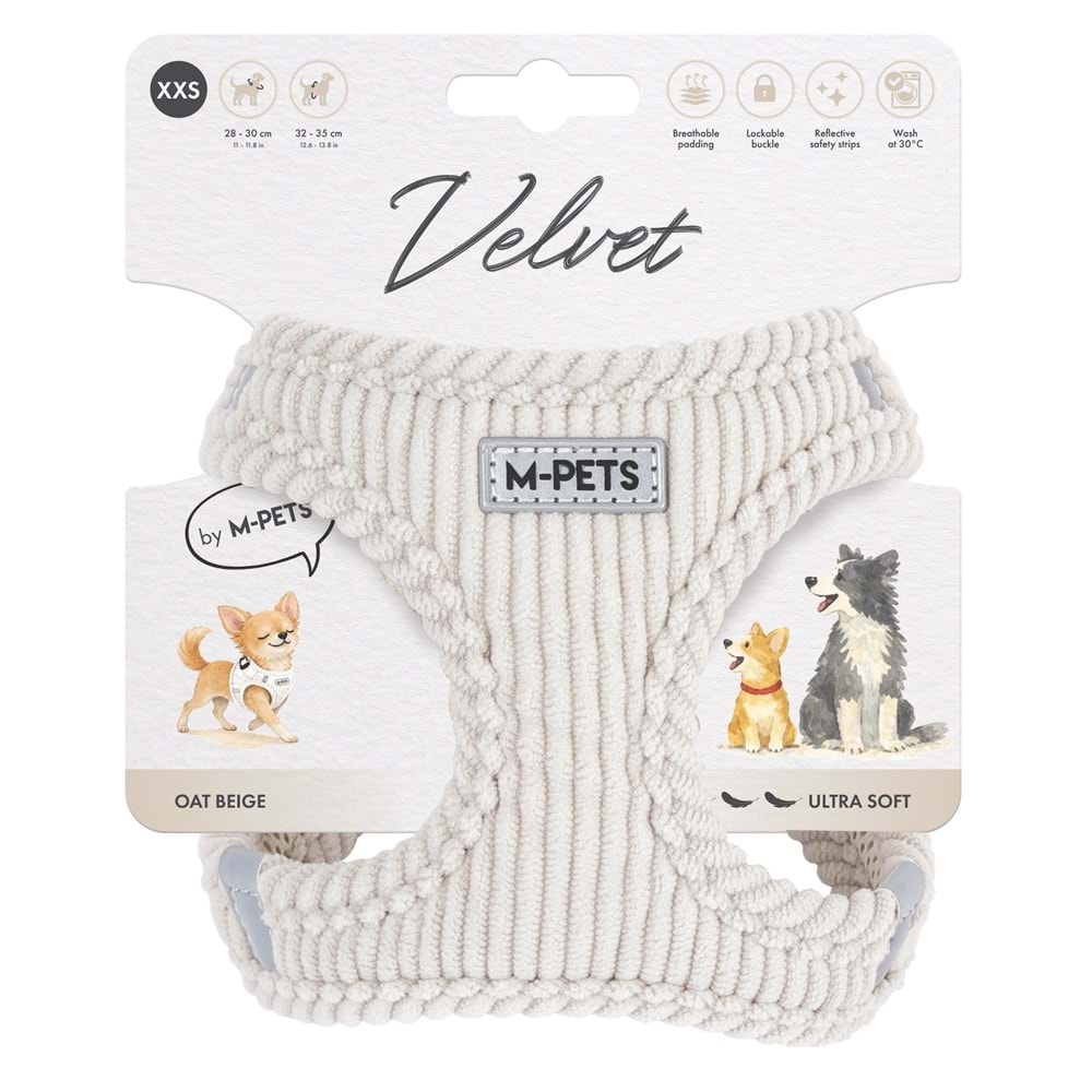 10859912 M-PETS VELVET DOG GÖĞÜS TASMASI BEJ (XXS)