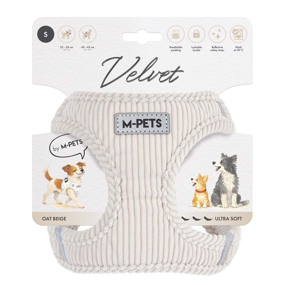 10860512 M-PETS VELVET DOG GÖĞÜS TASMASI BEJ (S)