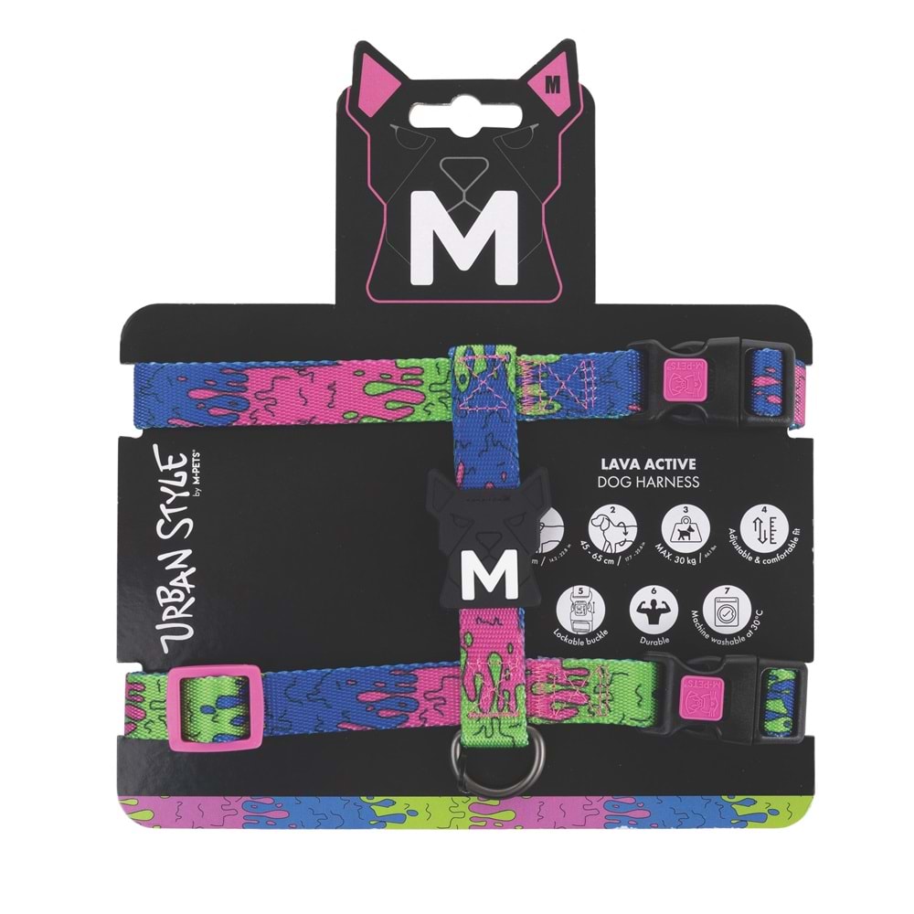 10868399 M-PETS URBAN STYLE LAVA ACTİVE KÖPEK GÖĞÜS TASMASI (M)