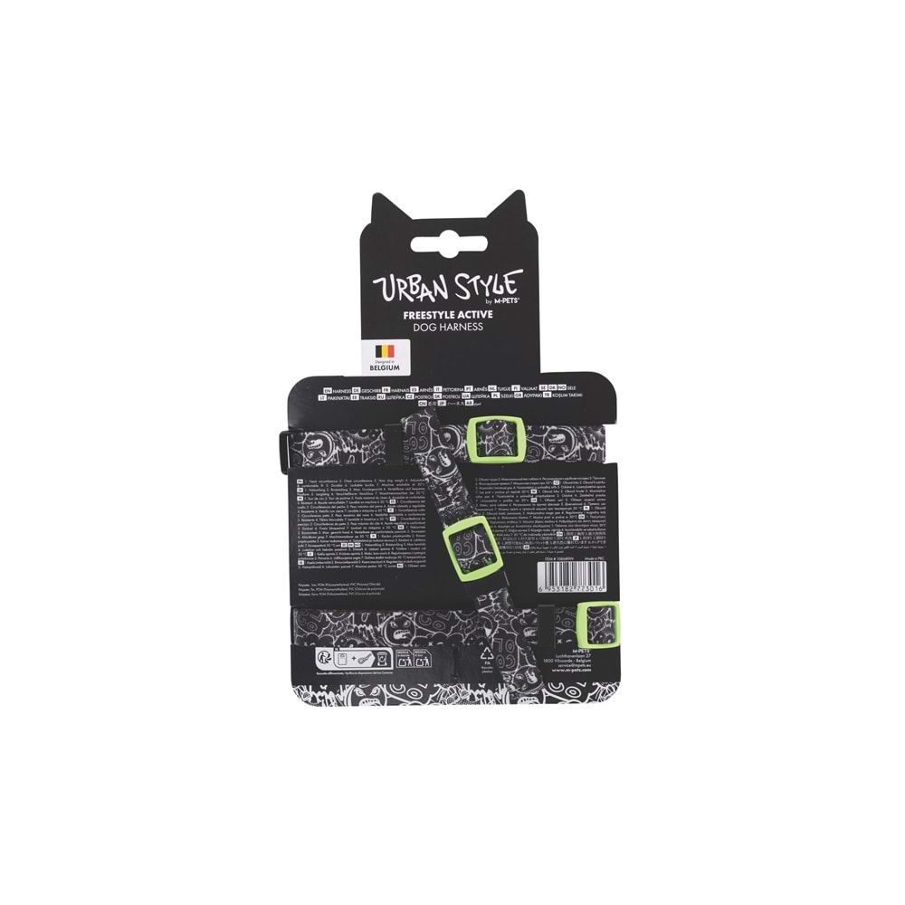 10868999 M-PETS URBAN STYLE BLACK/WHİTE ACTİVE KÖPEK GÖĞÜS TASMASI (XS)