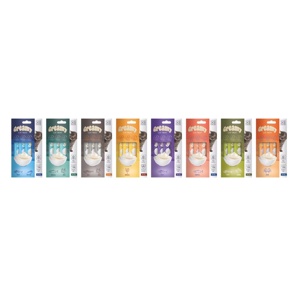 19038699 M-PETS CREAMY SOMON BALIKLI KEDİ ÖDÜLÜ 4X15GR