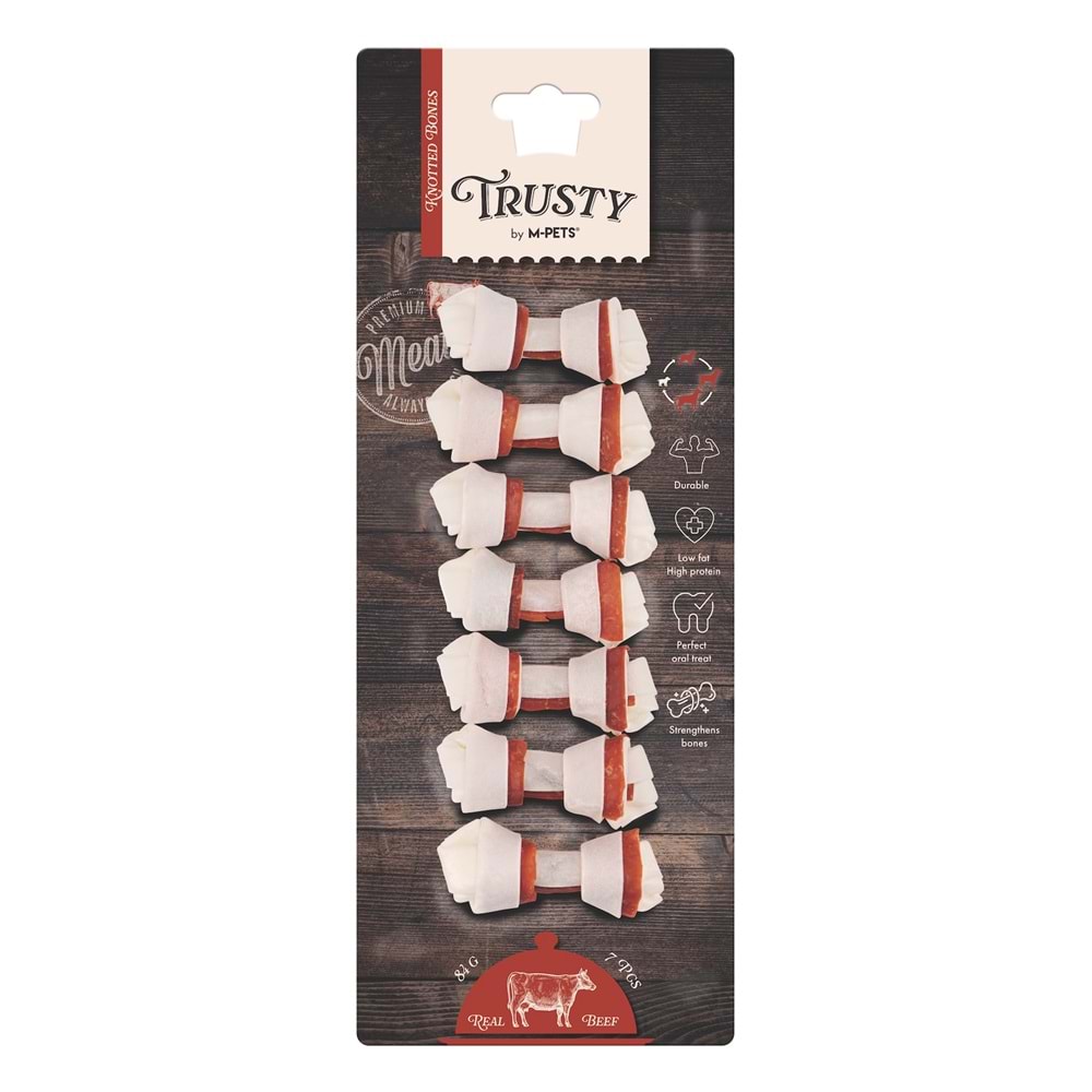 19046499 M-PETS TRUSTY BEEF DÜĞÜMLÜ KEMİK 7Lİ 84GR/6,4CM