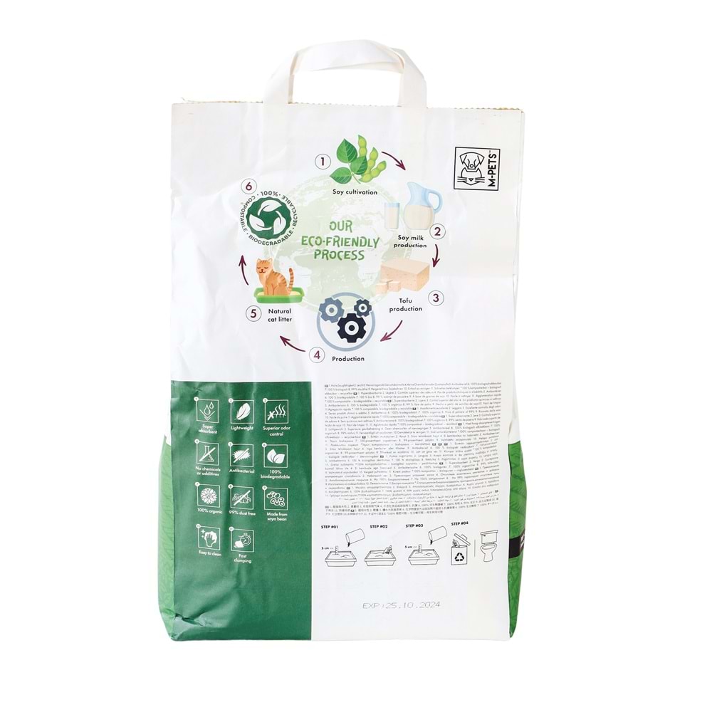 20103900 M-PETS SOYA ORGANİK GREEN TEA KEDİ KUMU 10L