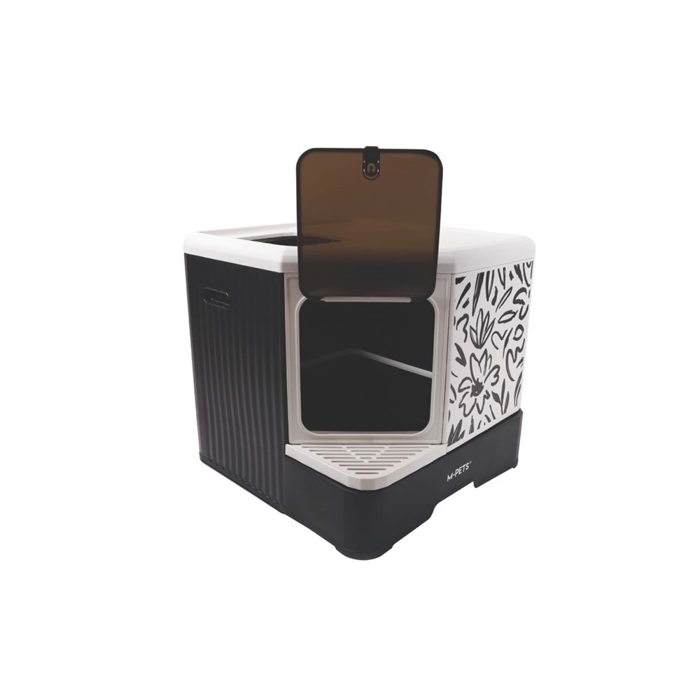 20104399 M-PETS TERRA FORMA ECO DESENLİ KAPALI KEDİ TUVALETİ BLACK