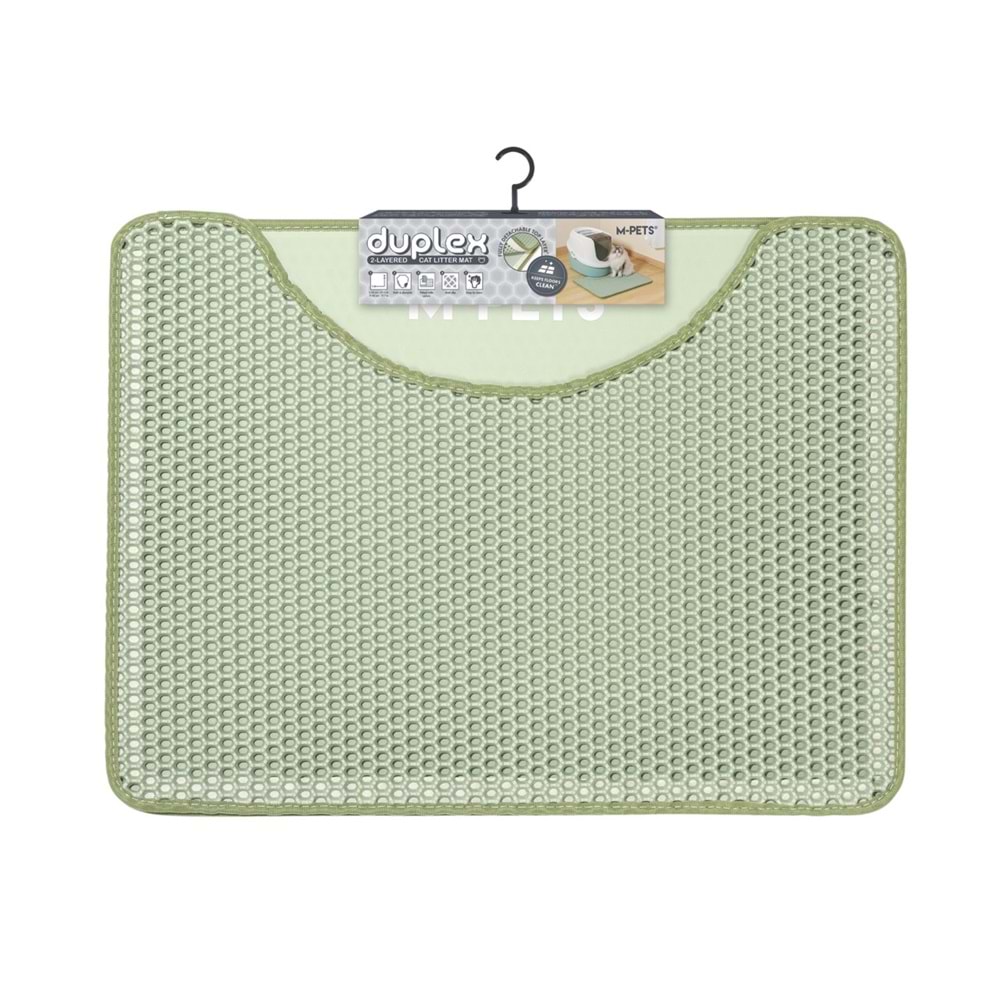 20117803 M-PETS DUPLEX ELEKLİ KEDİ KUMU PASPASI YEŞİL 60X45CM