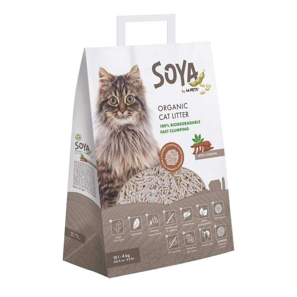 20122499 M-PETS SOYA ORGANİK CASSAVA KEDİ KUMU 10L