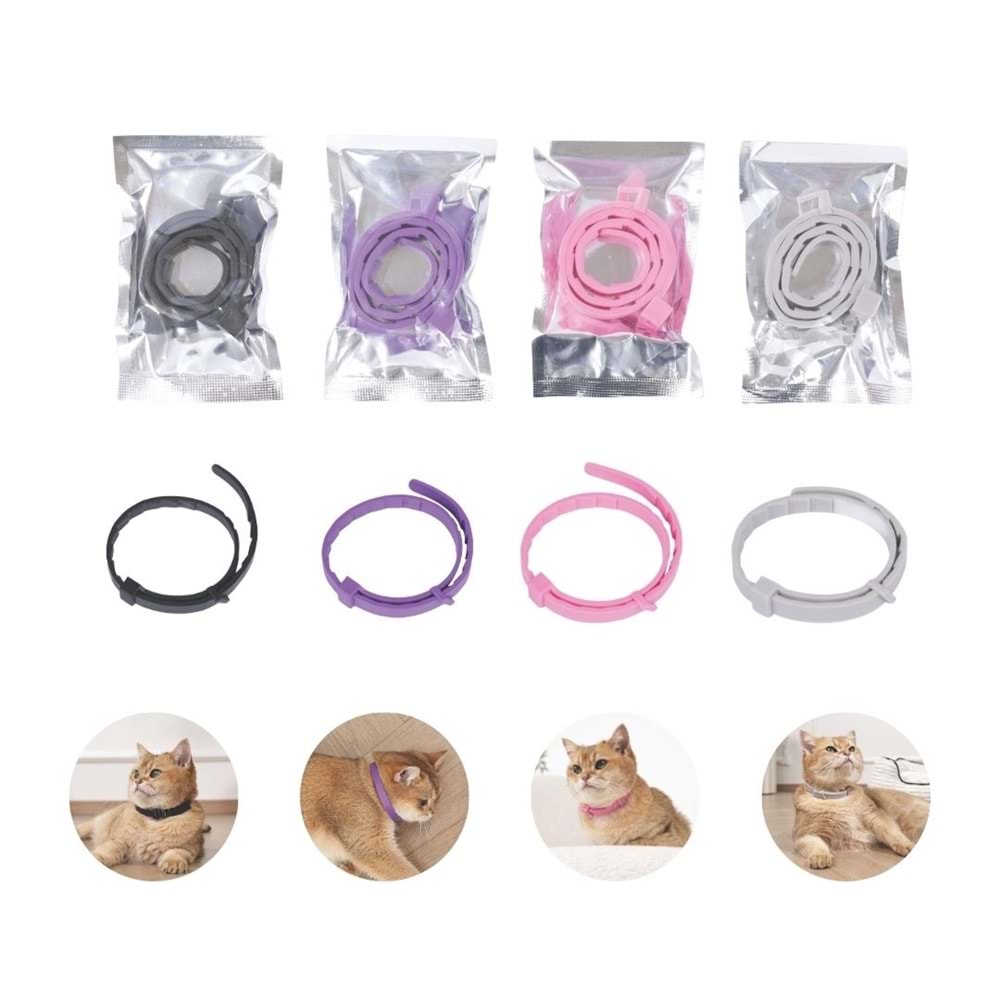 20123399 M-PETS KEEP CALM CALMİNG SAKİNLEŞTİCİ KEDİ TASMASI 4LÜ MİX COLOR