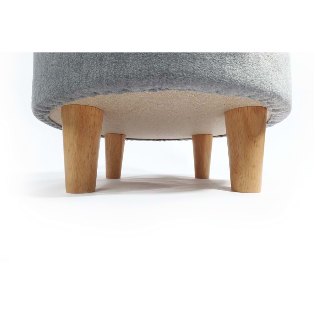 20302999 M-PETS ROUND ELEVATED AHŞAP AYAKLI KEDİ YATAĞI GREY