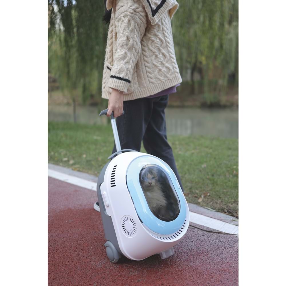 20402099 M-PETS TROLLEY TAŞIMA ÇANTASI WHİTE BLUE 35X31X47CM