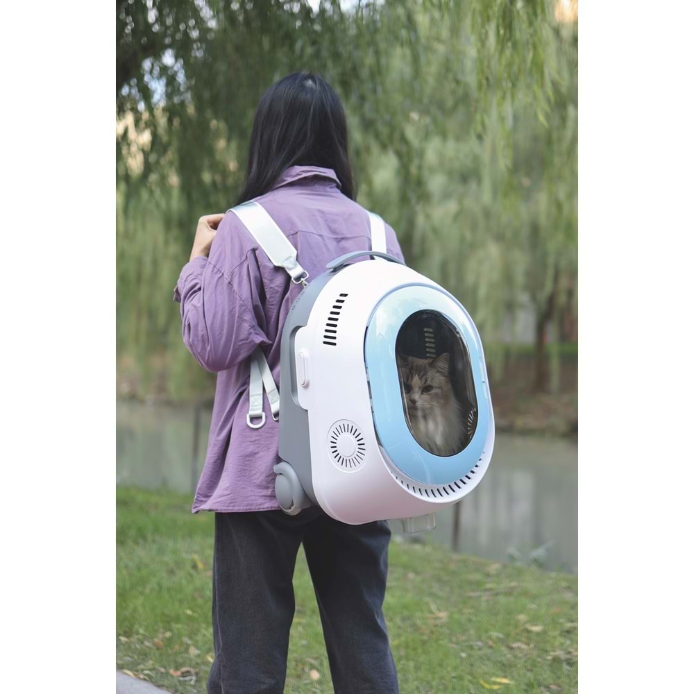 20402099 M-PETS TROLLEY TAŞIMA ÇANTASI WHİTE BLUE 35X31X47CM