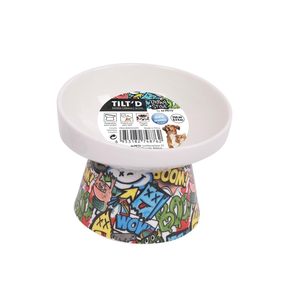 20501699 M-PETS URBAN STYLE TILTD SERAMİK MAMA KABI 250ML MİX COLOR