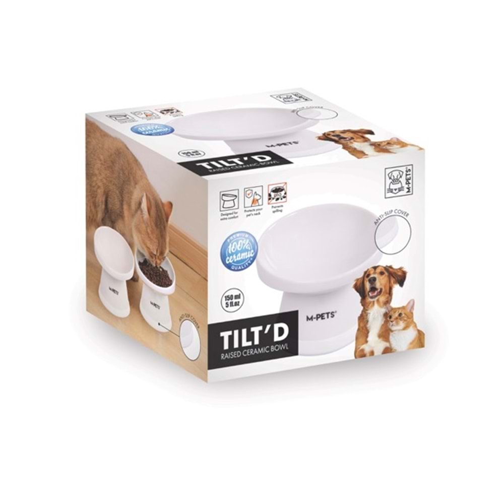 20501901 M-PETS TILTD SERAMİK MAMA KABI 150ML WHİTE