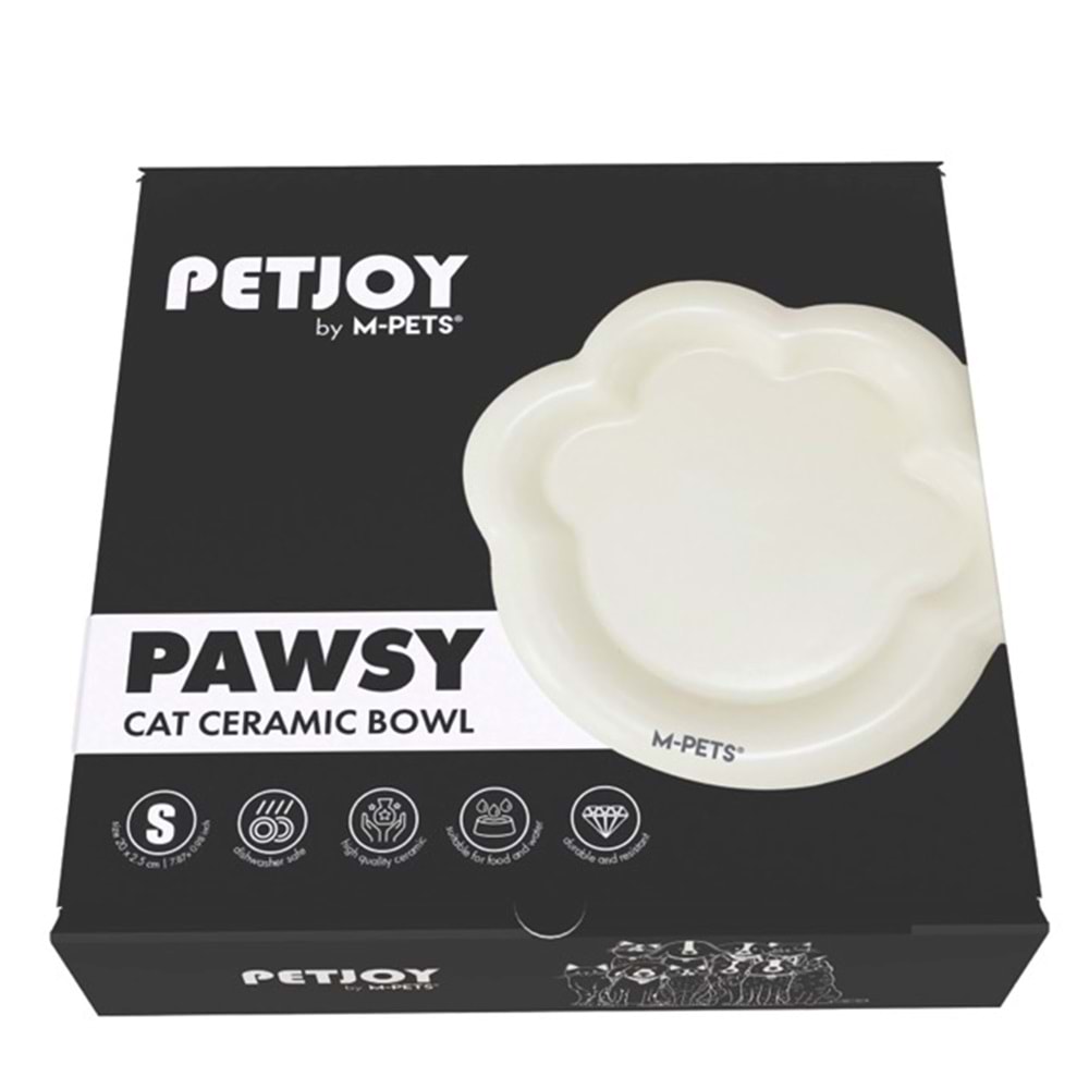 20502199 M-PETS PETJOY PAWSY SERAMİK MAMA KABI WHİTE (S) 100ML