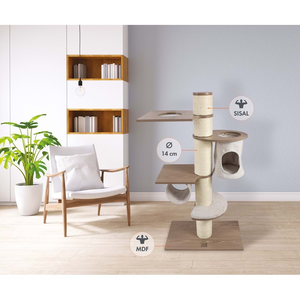 20635799 M-PETS CATELİTE LEONARDO KEDİ TIRMALAMA 68X40X127CM