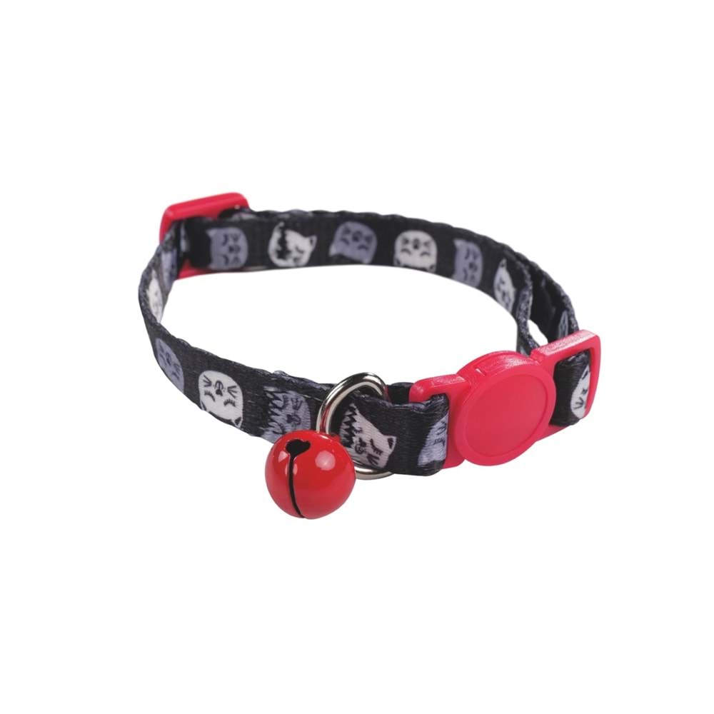 20800799 M-PETS ZANY KEDİ BOYUN ZİLLİ TASMASI BLACK/RED