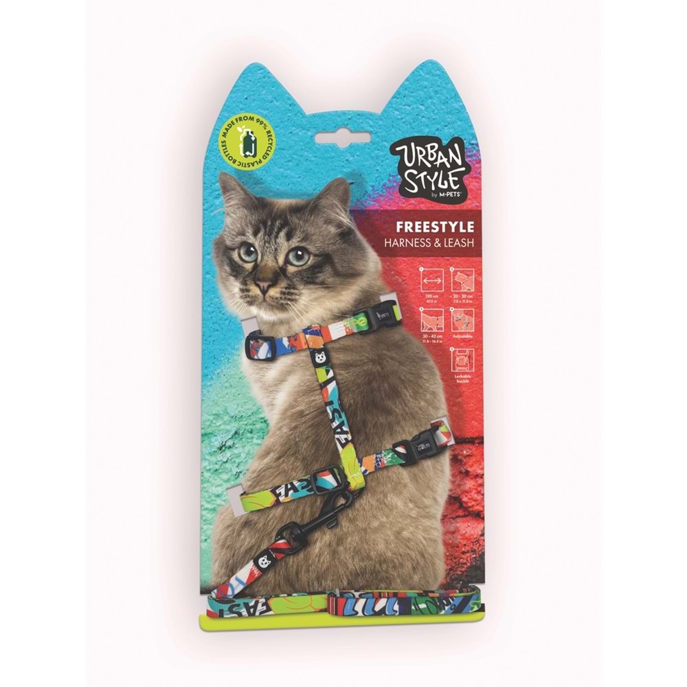 20801699 M-PETS URBAN STYLE FREESTYLE KEDİ GÖĞÜS TASMASI SET