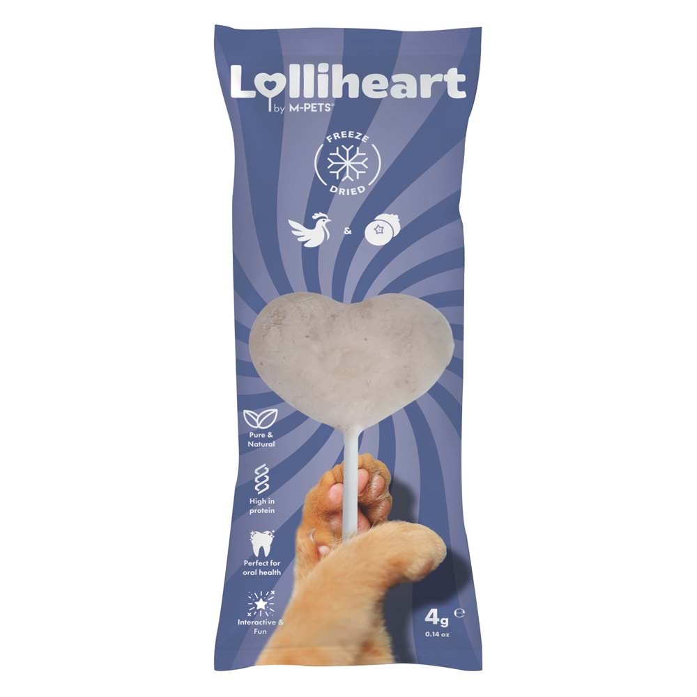 29013399 M-PETS LOLLİHEART YABAN MERSİNLİ KEDİ ÖDÜLÜ 4GR 15Lİ