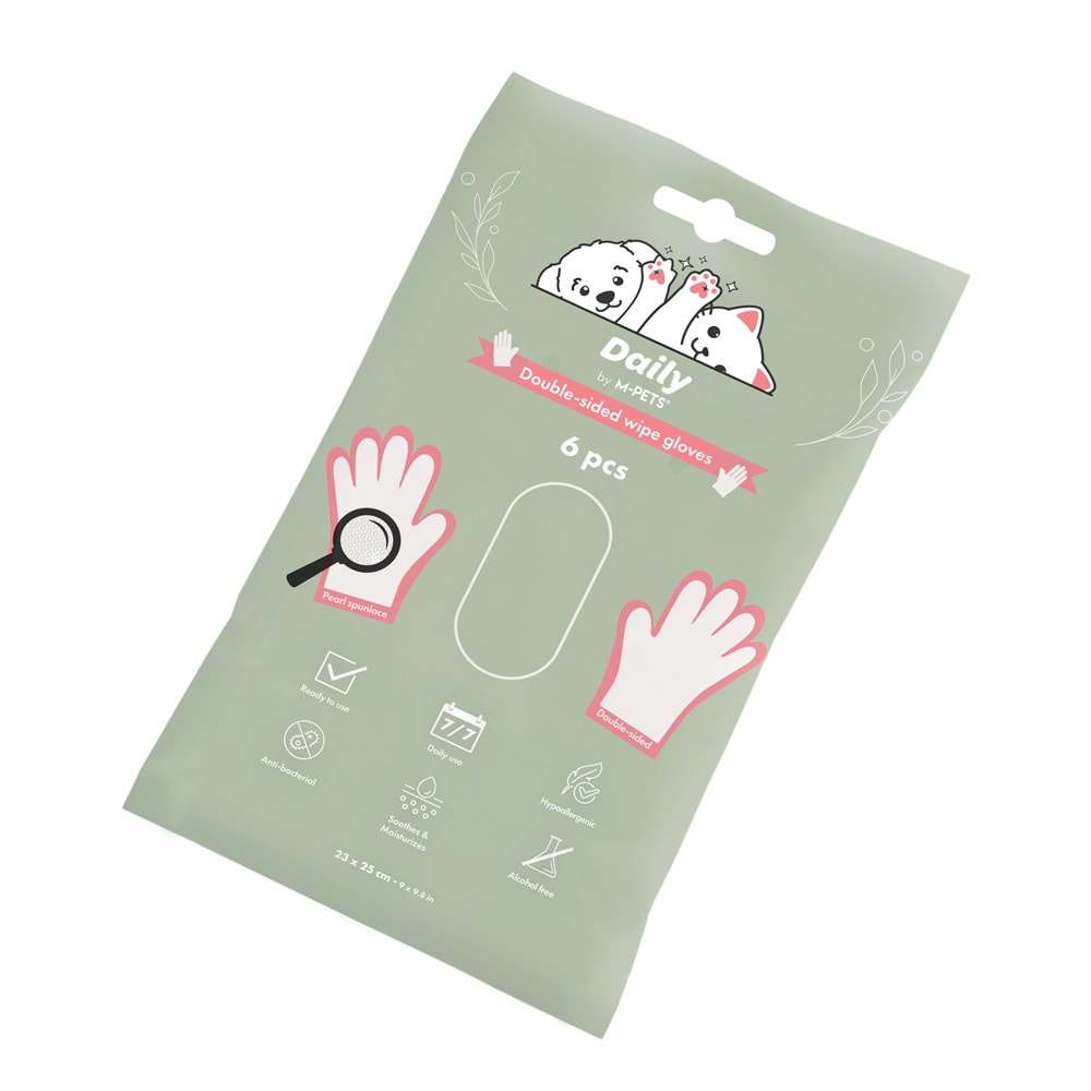 60103499 M-PETS DAİLY ÇİFT TARAFLI GÜNLÜK TEMİZLEME ELDİVENİ 6LI