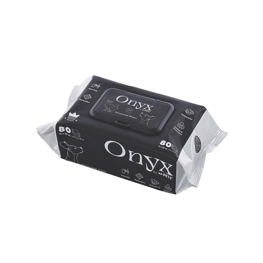 60106401 M-PETS ONYX KOKUSUZ KEDİ ve KÖPEKLER İÇİN TEMİZLEME MENDİLİ 80Lİ