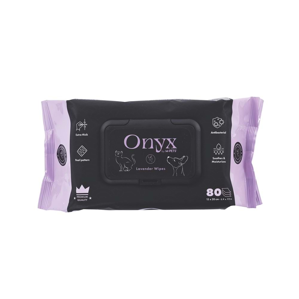 60106501 M-PETS ONYX LAVANTA KOKULU KEDİ ve KÖPEKLER İÇİN TEMİZLEME MENDİLİ 80Lİ