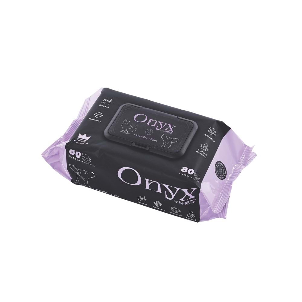 60106501 M-PETS ONYX LAVANTA KOKULU KEDİ ve KÖPEKLER İÇİN TEMİZLEME MENDİLİ 80Lİ