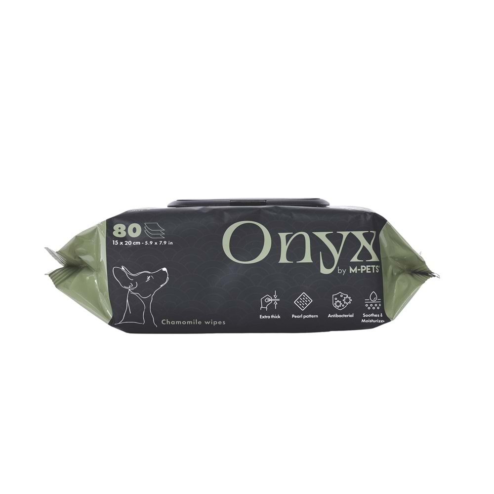 60106601 M-PETS ONYX PAPATYA KOKULU KEDİ ve KÖPEKLER İÇİN TEMİZLEME MENDİLİ 80Lİ