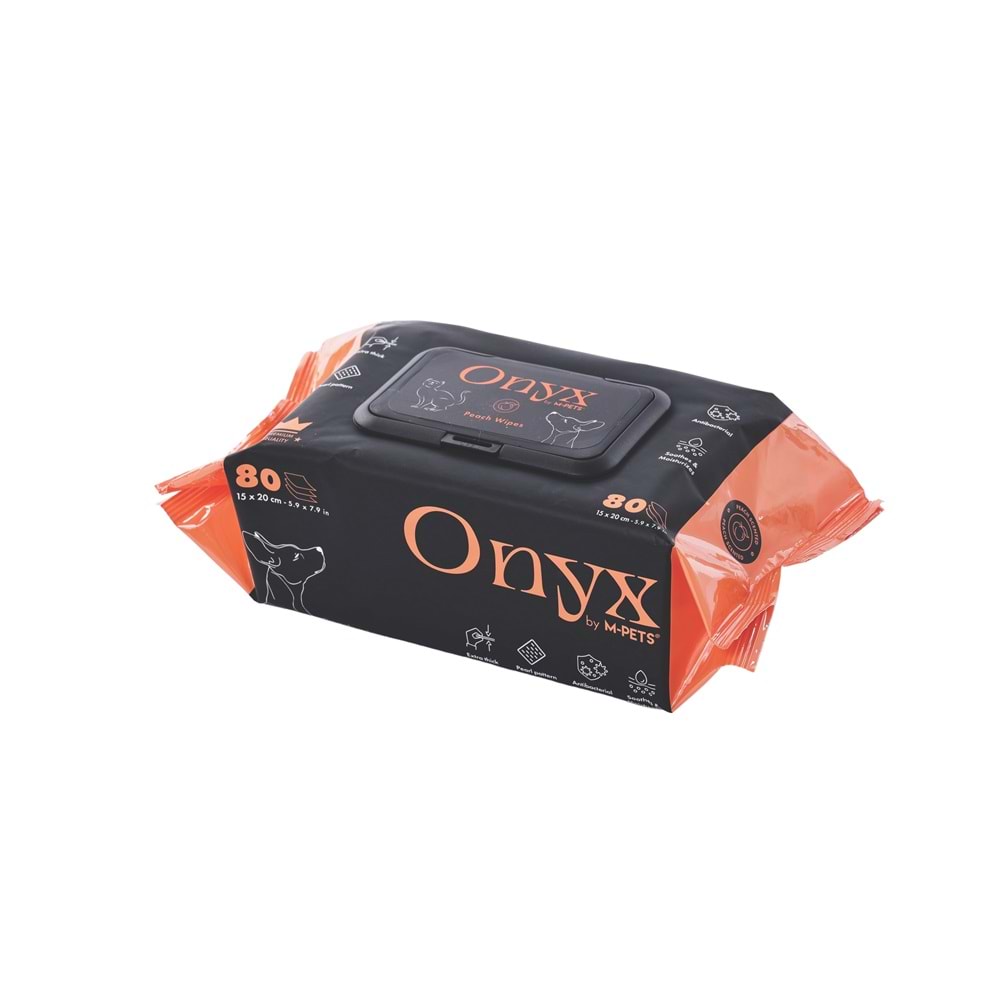 60106801 M-PETS ONYX ŞEFTALİ KOKULU KEDİ ve KÖPEKLER İÇİN TEMİZLEME MENDİLİ 80Lİ