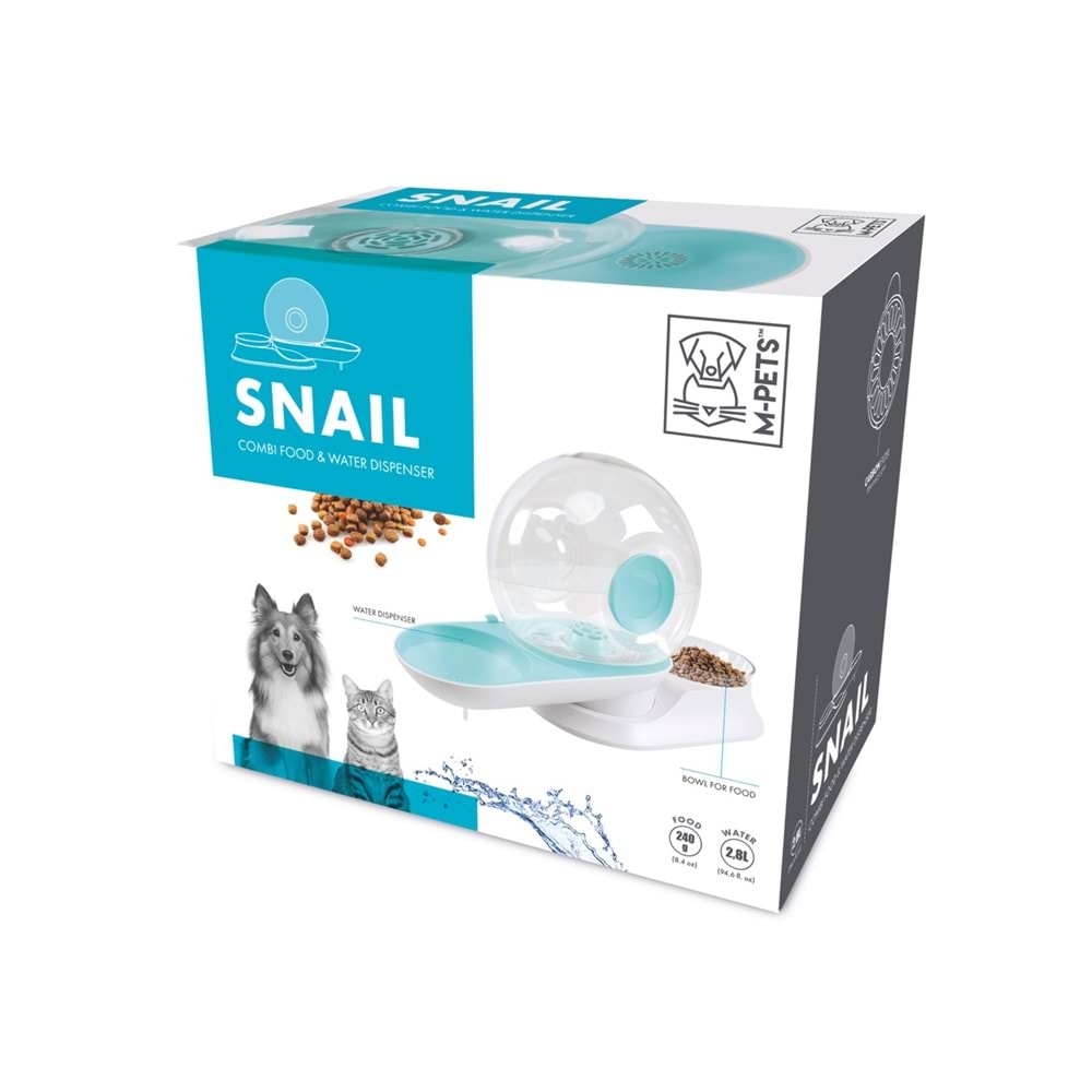 60501299 M-PETS SNAIL HAZNELİ SU ve MAMA KABI BLUE 2800ML-240GR