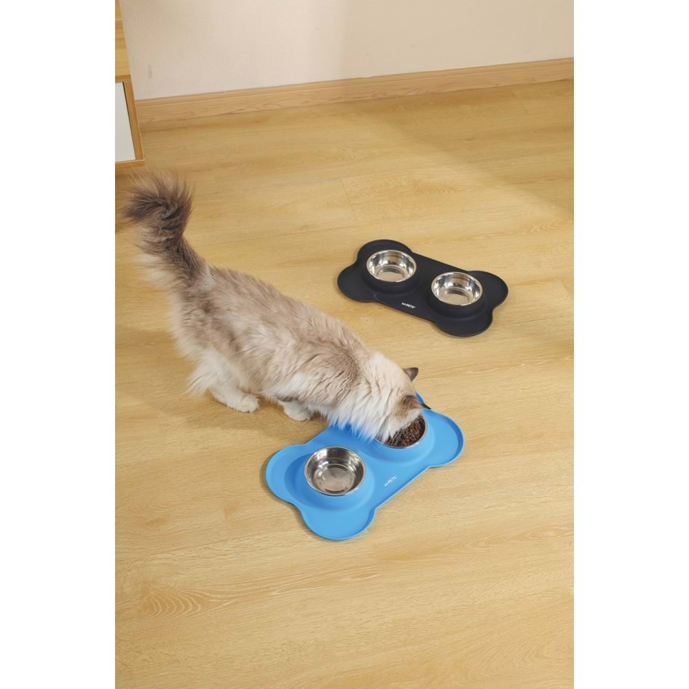 60530799 M-PETS DUET SILICONE MAT MAMA KABI BLACK 2X400ML