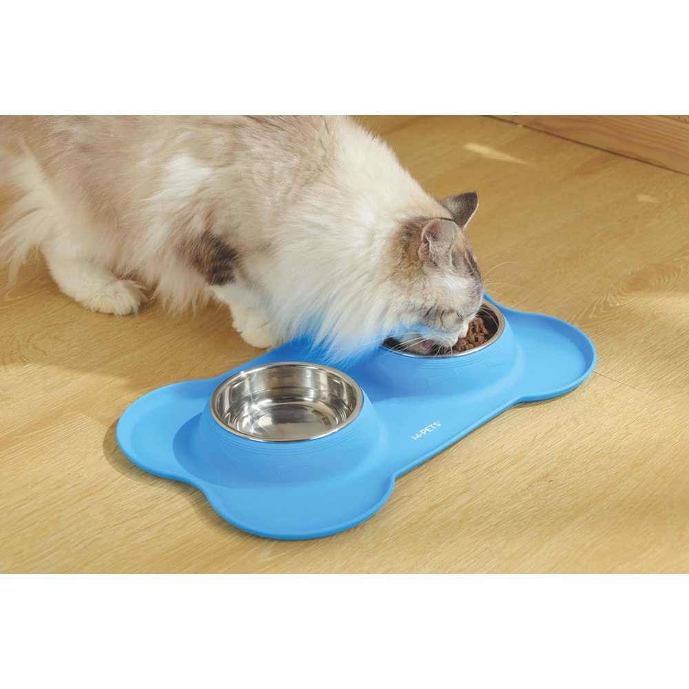 60530899 M-PETS DUET SILICONE MAT MAMA KABI BLUE 2X200ML