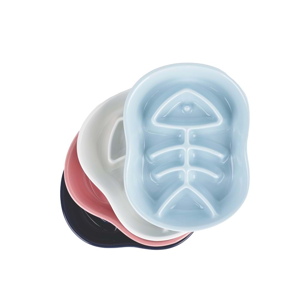 60532307 M-PETS SERENE FISH SERAMİK YAVAŞ YEME MAMA KABI 240ML PİNK