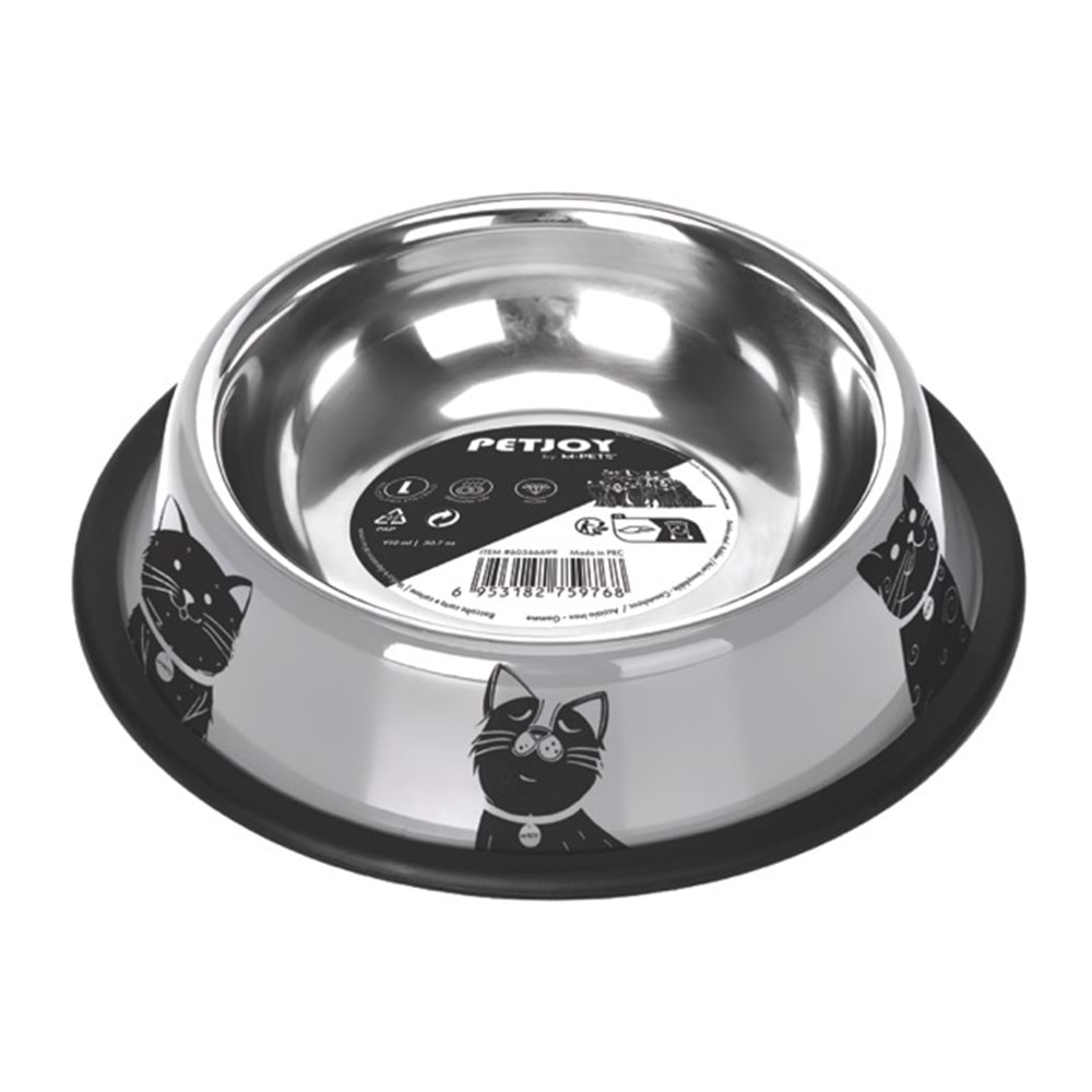 60566699 M-PETS PETJOY CATFAMİLY ÇELİK MAMA KABI (L) 910ML